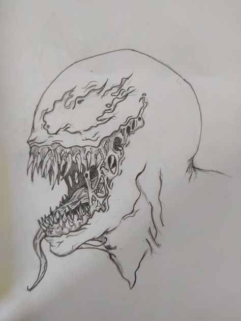 Venom drawing Realistic Venom Side View, Venom Drawing Pencil Sketch, Carnage Drawing Sketch, Venom Drawing Sketch Easy, Venom Stencil, Venom Drawing Sketch, Venom Drawing Easy, Venom Art Drawing, How To Draw Venom