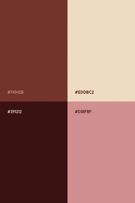 Red And Mauve Color Palette, Terracotta Red Bedroom, Pink Cream Brown Color Palette, Color Pallets 3 Colors, Burgundy Cream Color Palette, Dusty Red Color Palette, Burgundy Palette Color, Burgundy Brown Color Palette, Dusty Rose And Rust Color Palette