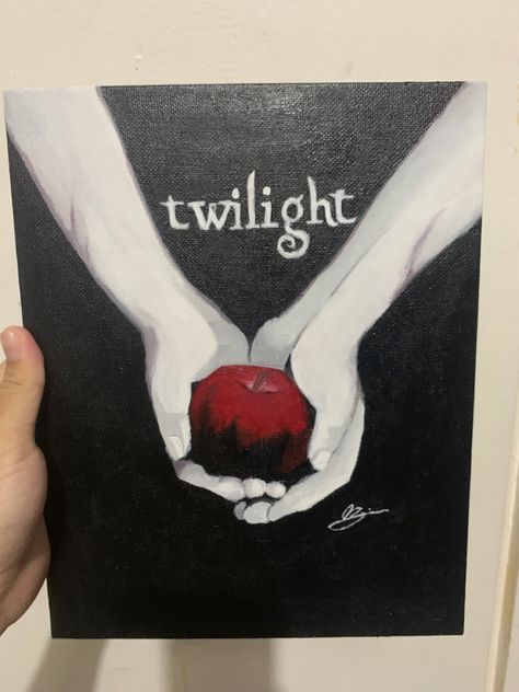 #twilightpainting Twilight Canvas Painting, Twilight Painting Ideas On Canvas, Twilight Paintings Easy, Vampire Painting Easy, Painting Ideas Long Canvas, Twilight Painting Ideas, Twilight Inspired Tattoos, Twilight Paintings, Twilight Book Cover