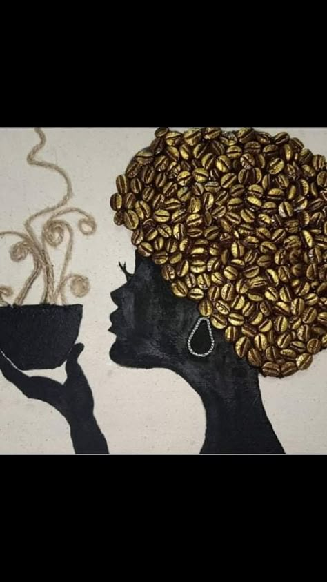 Coffee Bean Art, Easy Drawing Steps, Afrique Art, Pinterest Crafts, Mixed Media Art Canvas, Hallway Ideas Entrance, Start Knitting, Africa Art, Metal Art Diy