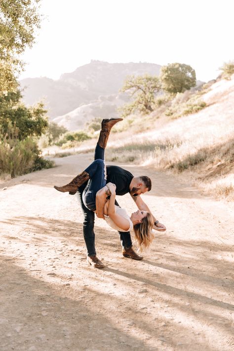 Engagement Photos Dancing, Dancing Engagement Photos, Photos In Nature, Country Swing Dance, Wedding Photography Shot List, Park Engagement Shoot, Country Photoshoot, Country Dancing, Malibu Creek State Park