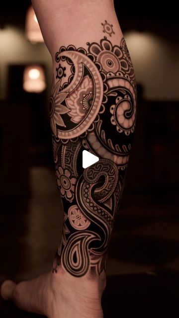 Paisley Tattoo, Paisley Mandala, Calf Tattoo, Professional Tattoo, Tattoo Work, Black Tattoos, Blackwork, Tattoo Ideas, Paisley