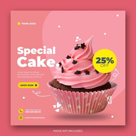 Cute cake instagram post template | Premium Psd #Freepik #psd #food Learn Graphic Design, Social Media Banner Design, Cake Instagram, Cake Templates, Ad Banner, Banner Design Inspiration, Desain Editorial, Cute Cake, Feed Insta