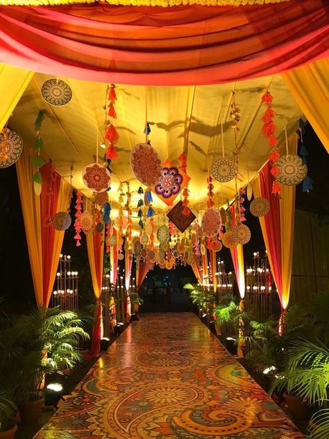 Photo From Secunderabad club’s Dandiya Night - By Black Owl Events Dandiya Night Decoration Ideas, Dandiya Night Decoration, Garba Night Decorations, Dandiya Decoration Ideas, Dandiya Decoration, Navratri Decor, Dandiya Night, Hall Decorations, Wedding Hall Decorations