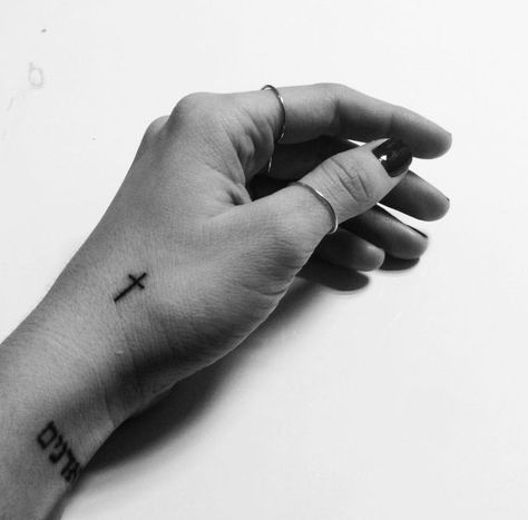 Cross tattoo on arm. Extended stem. Cross Tattoo On Hand, Small Cross Tattoos, Cross Tattoos For Women, Hand Tattoos For Girls, Cross Tattoos, New Tattoo Designs, Cross Tattoo Designs, Best Tattoos For Women, Hand Tattoos For Women