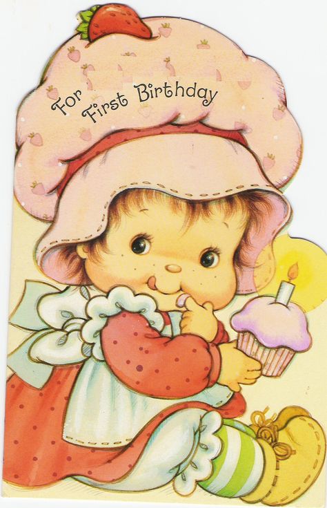 Baby Birthday Food, Craft Birthday Cards, Strawberry Shortcake Art, Baby Strawberry Shortcake, Strawberry Shortcake Baby, Strawberry Shortcake Vintage, Sweets Ideas, Strawberry Shortcake Cartoon, Strawberry Shortcake Birthday