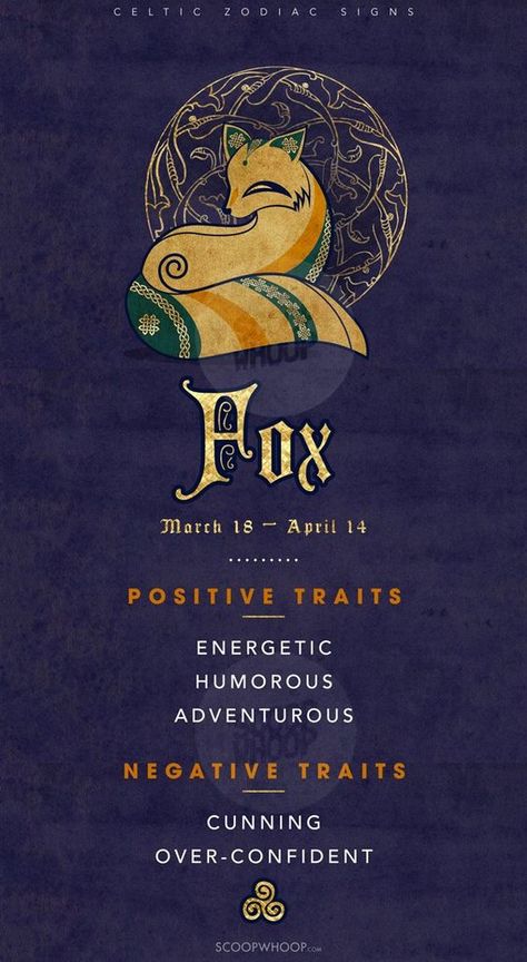 Celtic Zodiac Signs - Fox (Mar 18 to Apr 14) Celtic Drawings, Celtic Zodiac Signs, Animal Totem Spirit Guides, Zodiac Essential Oils, Celtic Signs, Celtic Zodiac, Celtic Animals, Shaman Woman, Zodiac Cusp