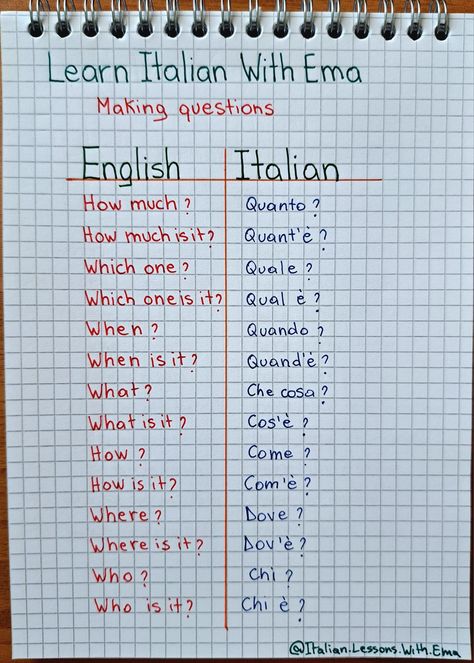 Italian Language Notes, Learning Italian Aesthetic Notes, Italian Basics Language, Italian Notes Study, Learning Italian Aesthetic, Studying Italian, Basic Italian Phrases, Italy Language, Learn Italian Language