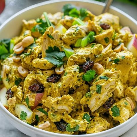 Curry Chicken Salad Curry Chicken Salad With Cranberries, Curry Chicken Pasta Salad, Whole Foods Curry Chicken Salad, Best Curry Chicken Salad Recipe, Curry Chickpea Salad, Curry Chicken Salad Recipe, Homemade Buttermilk Cornbread, Low Carb Curry, Curry Dressing