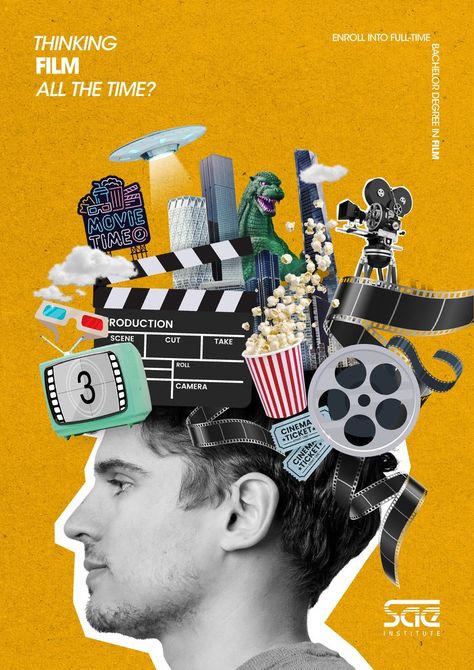 SAE Creative Media Institute - Thinking film all the time? Concert Poster Design, Cinema Ticket, Creative Media, World Wallpaper, Film Institute, Creative Graphics, Creative Event, Film Poster, Photography Illustration