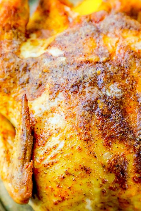 Whole Chicken Recipes Easy, Baked Whole Chicken, Baked Whole Chicken Recipes, Whole Roast Chicken Recipe, Cajun Chicken Salad, Easy Baked Pork Chops, Easy Cajun, Chicken Recipes Easy, Roast Chicken Dinner