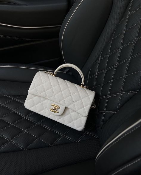 Chanel Top Handle Bag White, Chanel White Bag, Chanel Top Handle Bag, White Chanel Bag, Chanel Top Handle, Luxury Things, 32nd Birthday, Chanel Top, Chanel White