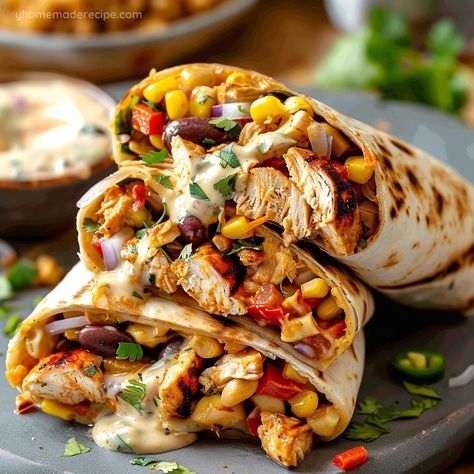 Southwest Chicken Wrap Recipe - Quick And Delicious - My Home Made Recipe Essen, Burrito Ideas, Southwestern Chicken Wrap, Chicken Tortilla Wraps, Turkey Wrap Recipes, Healthy Burrito, Southwest Chicken Wraps, Chicken Wrap Recipe, Chicken Wraps Healthy