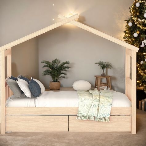 Twin Size Wooden House Bed with Drawers - Bed Bath & Beyond - 40492938 Toddler House, Toddler House Bed, Teepee Bed, Tamworth, Bed With Drawers, House Bed, Full Size Bed, Kids' Bed, Kids Bedroom Furniture