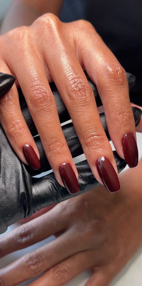 Fall nails, dark red nails, burgundy nails, DND Fudgiscle, DND nails, cherry mocha nails, dark burgundy nails Mocha Cherry Nails, Nails Dark Burgundy, Fall Nails Dark Red, Red Nails Burgundy, Dark Burgundy Nails, Fall Nails Dark, Cherry Mocha Nails, Dnd Nails, Nails Dark Red