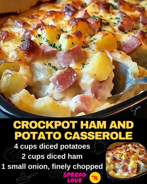 Crockpot Ham and Potato Casserole Recipes With Diced Ham, Crockpot Ham And Potatoes, Ham And Cheese Casserole, Ham Casserole Recipes, Ham And Potato Casserole, Mexican Casserole Recipe, Canned Potatoes, Ham And Potato Soup, Ham Potato