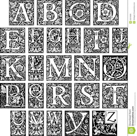 Fancy Initial Alphabet Stock Photo - Image: 23316680 Doodle Art Letters Alphabet, Calligraphy Initials, Ornaments Illustration, Drop Cap Letters, Cartoon Alphabet, Doodle Art Letters, Initial Fonts, Drop Cap, Embroidery Alphabet