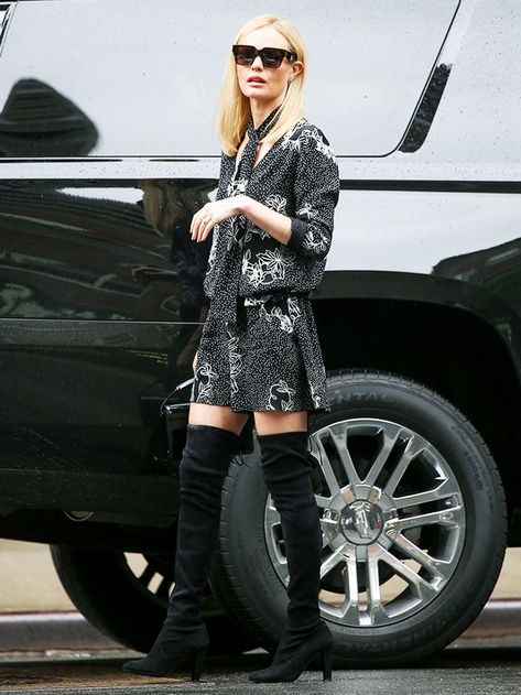 how to style over-the-knee boots Dress Boots Outfit, Sweater Dress Boots, Kate Bosworth Style, Over The Knee Boot Outfit, Knee Boots Outfit, Kate Bosworth, Bohol, I'm With The Band, Celebrity Street Style