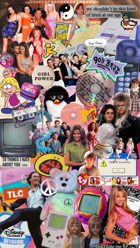 #90s #90skid #vintage #oldschool #wallpaper Vintage 90s Aesthetic Wallpaper, 2000s Tv Shows Aesthetic, 1994 Aesthetic Wallpaper, 90s Clueless Aesthetic, 90s Party Poster, Anni 2000 Aesthetic, 90s Collage Aesthetic, Anni 90 Aesthetic, 90s Collage Wallpaper