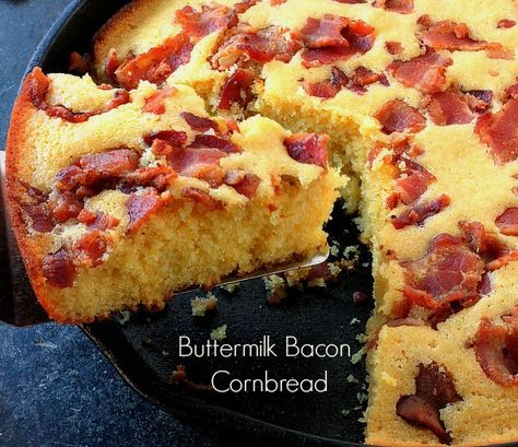 Buttermilk Bacon Cornbread Cornbread With Bacon, Bacon And Corn, Bacon Cornbread, Olive Garden Breadsticks, Beer Pretzels, Pizza Buns, Unique Appetizers, Buttermilk Cornbread, Rosemary Focaccia