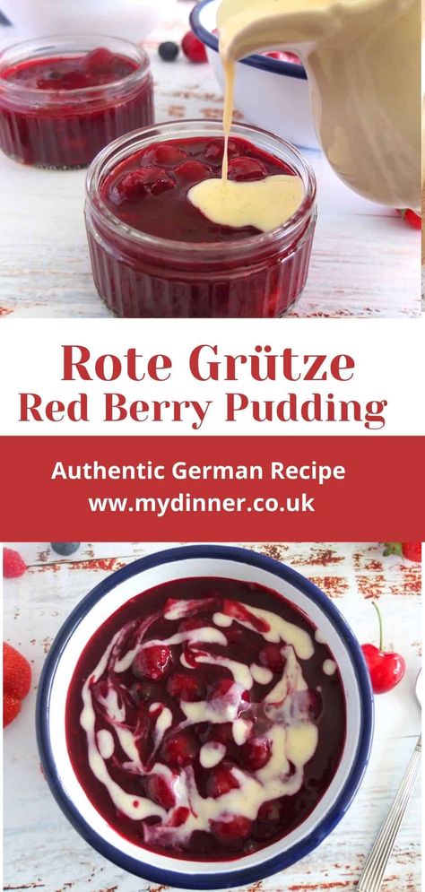 Frozen Berry Dessert, Easy Berry Dessert, German Dessert Recipes, Frozen Berry Recipes, Mixed Berry Dessert, Berry Pudding, Homemade Vanilla Pudding, German Food Authentic, Berry Dessert Recipes