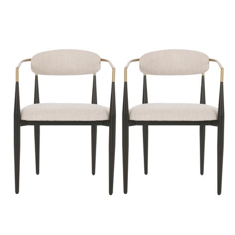 Elmore Fabric Upholstered Iron Dining Chairs (Set of 2) by Christopher Knight Home - Bed Bath & Beyond - 36158638 Iron Dining Chairs, Metal Dining Chairs, Dining Chairs Set, Christopher Knight, Noble House, Christopher Knight Home, Modern Dining Chairs, Modern Fabric, Dining Room Design