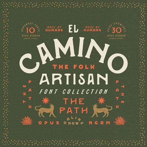 El Camino Font Collection on Behance Mediterranean Typography, Ancient Typography, Organic Lettering, Organic Fonts, Website Palette, Drink Branding, Unique Signage, Planner Branding, Mexican Fonts