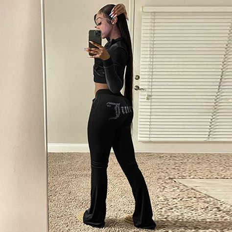 Hoodie With Leggings Outfits, Y2k Leggings Outfit, Black Tracksuit Outfit, Velour Tracksuit, Cute Swag Outfits, Simple Trendy Outfits, Baddie Outfits Casual, Cute Everyday Outfits