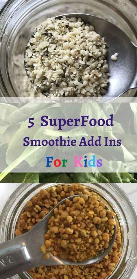 Superfood smoothie add ins in the form of bee pollen, hemp hearts, and spinach Smoothie Add Ins Healthy, Healthy Smoothie Add Ins, Smoothie Add Ins, Healthy Orange Smoothie Recipes, Flaxseed Smoothie, Protein Breakfast Smoothie, Clean Smoothies, Orange Smoothie Recipes, Smoothie Benefits