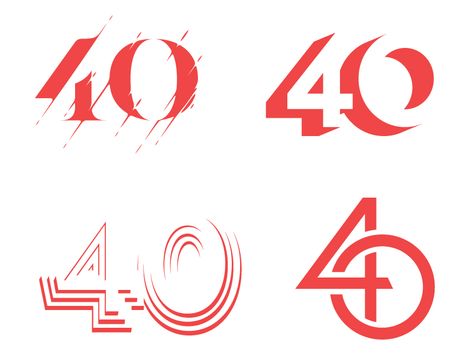 FOURTIES 40 Logo Design, 40 Typography, Numbers Logo, Mises En Page Design Graphique, Anniversary Design, Birthday Logo, Dynamic Logo, 50% Logo, Gift Logo