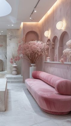 Pink Salon Waiting Area, Girly Salon Decor, Pink Med Spa, Pink Spa Aesthetic, Pink Spa Room, Pink Esthetician Room, Pink Salon Aesthetic, Pink Bedroom Accessories, 2024 Home Decor Trends