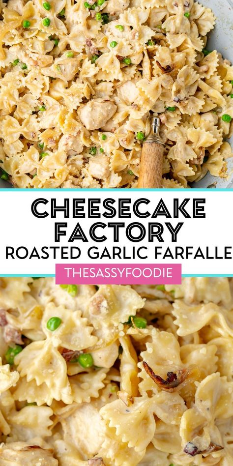 Farfalle Pasta Recipes, Cheesecake Factory Pasta, Farfalle Recipes, Cheesecake Factory Recipes, Cake Pizza, Chicken Roasted, Pizza Sandwich, Pasta Food, Pasta Dinners