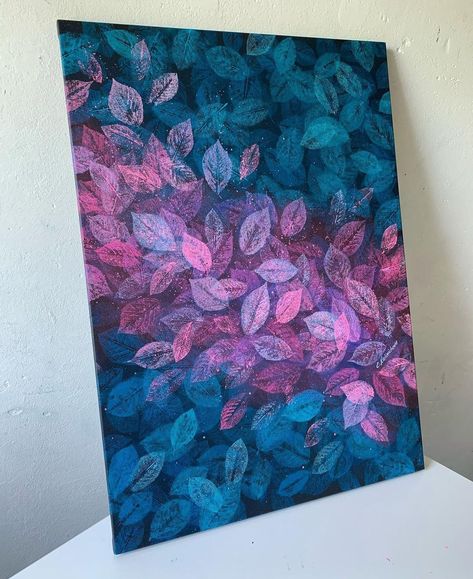 Leaf Art Diy, Leaves Abstract, Large Canvas Painting, Art Painting Tools, Leaf Painting, Canvas Painting Designs, Pink Leaves, Simple Acrylic Paintings, Creative Painting