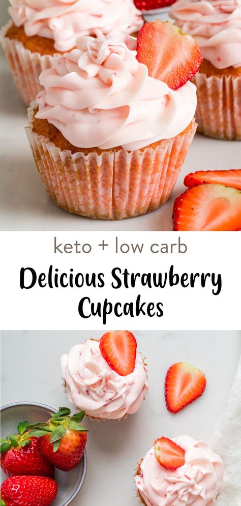 Vegan Keto Cupcakes, Keto Cupcakes Almond Flour, Easy Healthy Cupcake Recipes, Cupcake Healthy Recipe, Coconut Flour Cupcake Recipes, Cupcakes For Diabetics, Keto Strawberry Cupcakes, Low Sugar Cupcakes For Kids, Sugar Free Cupcakes For Kids