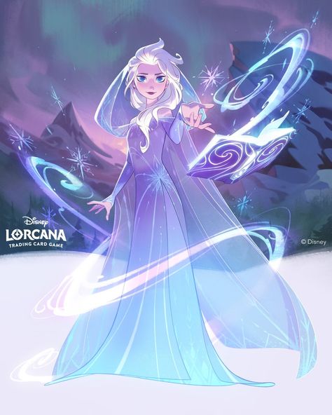 Disney Lorcana Art, Elsa Frozen 2 Fanart, Elsa Powers, Snow Queen Art, Elsa Magic, Evil Elsa, Disney Frozen Art, Disney Oc, Frozen Aesthetic