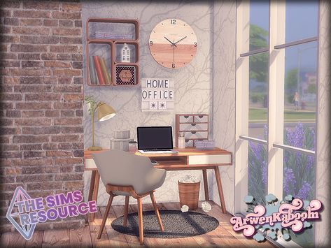 Sims 4 Cc Office, Small Bedroom Rug, Living Room Sims 4, Cc Furniture, Cozy Office, Cozy Furniture, Sims 4 Game Mods, Office Nook, Sims 4 Cc Furniture