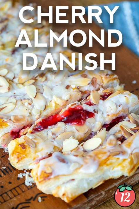 Cherry Almond Coffee Cake, Cherry Almond Pastry, Cherry Almond Bundt Cake, Danish Coffee Cake, Almond Coffee Cake Recipes, Almond Danish, Christmas Coffee Cake, Breakfast Pastry Recipes, Cherry Coffee Cake