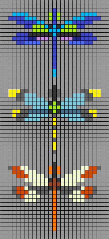 Alpha pattern #166660 Dragonfly Perler Beads, Embroidery Grid Patterns, Dragonfly Alpha Pattern, Pixel Alpha Pattern, Bug Alpha Pattern, Bug Pixel Art, Pixel Art Butterfly, Small Alpha Patterns, Alpha Grid