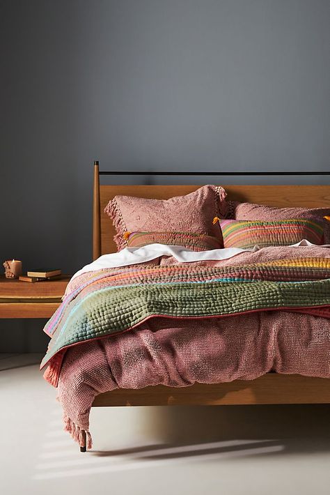 Bedding - Bohemian & Unique Bedding | Anthropologie Maximalist Bed, Anthropologie Bedroom, Anthropologie Bedding, Rustic Industrial Decor, Anthropologie Home, Decorating Home, Mid Century Modern Home, Perfect Bedding, Inspire Me Home Decor