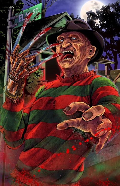 Freddy Kruger Art, Jason Voorhees Art, Freddy Krueger Art, Pop Art Images, Horror Pictures, Horror Artwork, Famous Monsters, A Nightmare On Elm Street, Horror Themes