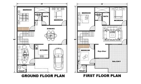 30’x40’ East facing house plan is given as per vastu shastra in this Autocad drawing file. This is duplex house plan 1200sq Ft House Plans, Vastu Plan, East Facing House Plan, 2d Autocad Drawing, 30x50 House Plans, 20x30 House Plans, South Facing House, Duplex House Plan, North Facing House