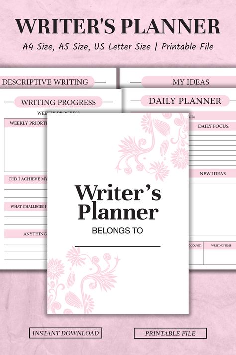 Writer's Planner Writing Schedule, Author Planner, Novel Planner, Planner Writing, Descriptive Writing, Book Writing, Writing Process, Notebook Planner, Novel Writing