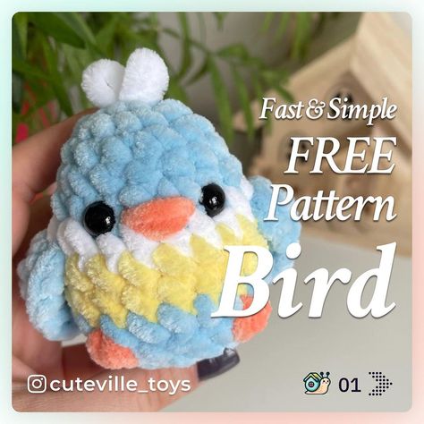 Alyona “CuteVille” | 🌟🐦 FREE Crochet Bird Pattern! 🐦🌟 🎉 Dive into a fun project with my FREE Crochet Bird Pattern! Perfect for both beginners and pros, this… | Instagram Crochet Bird, Crochet Bird Patterns, Easy Crochet Animals, Quick Crochet Patterns, Crochet Birds, Crochet Baby Toys, Crochet Animals Free Patterns, Crochet Design Pattern, Beginner Crochet Projects