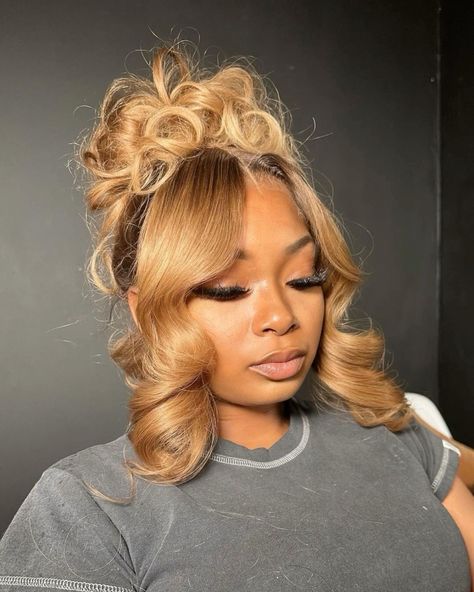 Prom 2k24, Updo Bun, Blonde Updo, Frontal Wig Hairstyles, Junior Prom, Hair Ponytail Styles, Dope Hairstyles, Ponytail Styles, Front Lace Wigs Human Hair