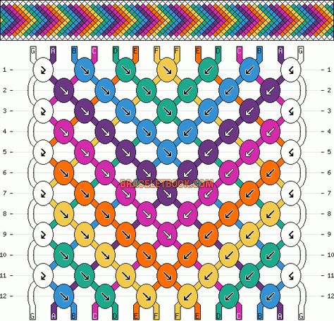 Normal Friendship Bracelet Pattern #2105 - BraceletBook.com Crochet, Design, Friendship Bracelets, Embroidery, Macramé, Friendship Bracelet, Bracelet Making, Macrame, Bracelet