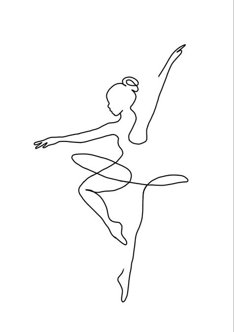 Ballerina Outline Tattoo, Minimal Dance Tattoo, Dancer Outline Tattoo, Dancer Drawing Simple, Line Art Dance, Line Art Ballet, Dance Line Art, Ballerina Line Art, Ballerina Tattoo