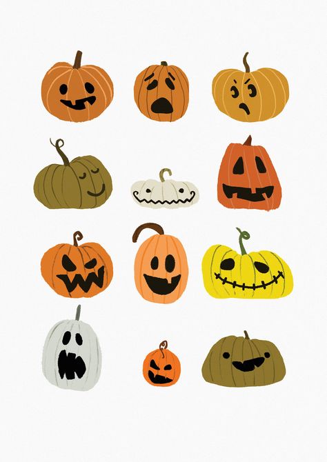 Digital download artwork to print at your convenience. Perfect for the spooky season, can be used on posters, party invitations, wall art etc.  A6/A5/A4/A3/A2/A1 Pumpkin Head Illustration, October Core, Pumpkins Illustration, Fall Posters, October Decor, October Decorations, Dekorasi Halloween, Identity Project, Poster Decoration