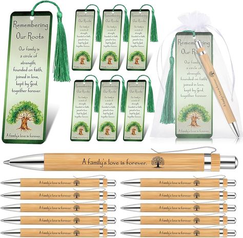 Amazon.com : Skyygemm Family Reunion Favors Family Bamboo Pens Inspirational Ballpoint Pen with Family Reunion Bookmarks Paper Bookmarks and Gift Bag Family Reunion Gifts for Family Party Guest (50) : Office Products Family Reunion Favors Gift Bags, Party Favors For Family Reunion, Family Reunion Gift Bag Ideas, Reunion Familiar, Family Reunion Keepsakes, Reunion Favors, Family Reunion Favors, Bookmarks Paper, Family Reunion Gifts