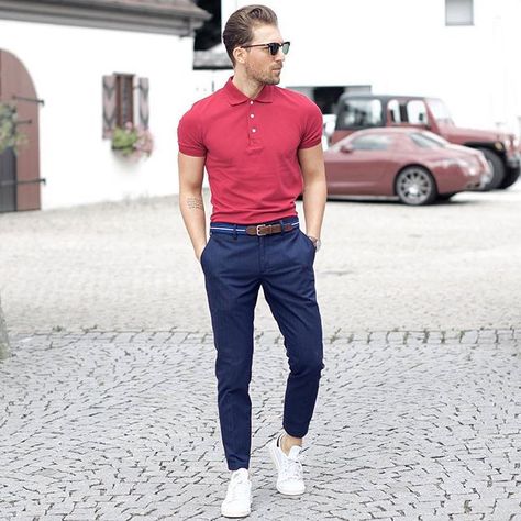 Red Polo Shirt Outfit Men, Red Polo Shirt Outfit, Polo Shirt Outfit, Casual Shirts Outfit, King Boy, Polo Shirt Outfit Men, Men's Closet, Shirts Outfit, Polo Shirt Outfits