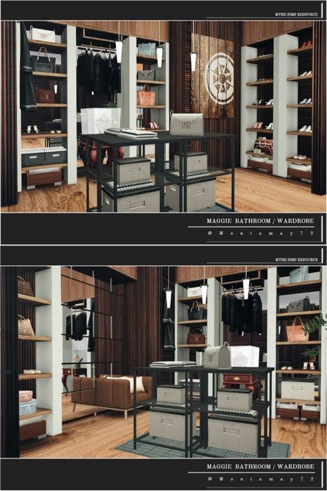 Sims 4 Custom Furniture, Sims Dressing Room, Maxis Match Sims 4 Cc Bathroom, Sims 4 Cc Walk In Wardrobe, Cc Sims 4 Furniture Kitchen, Sims 4 Decor Cc Set, Sims 4 Wardrobe Furniture, Sims Closet Cc, Sims 4 Cc Luxe Furniture